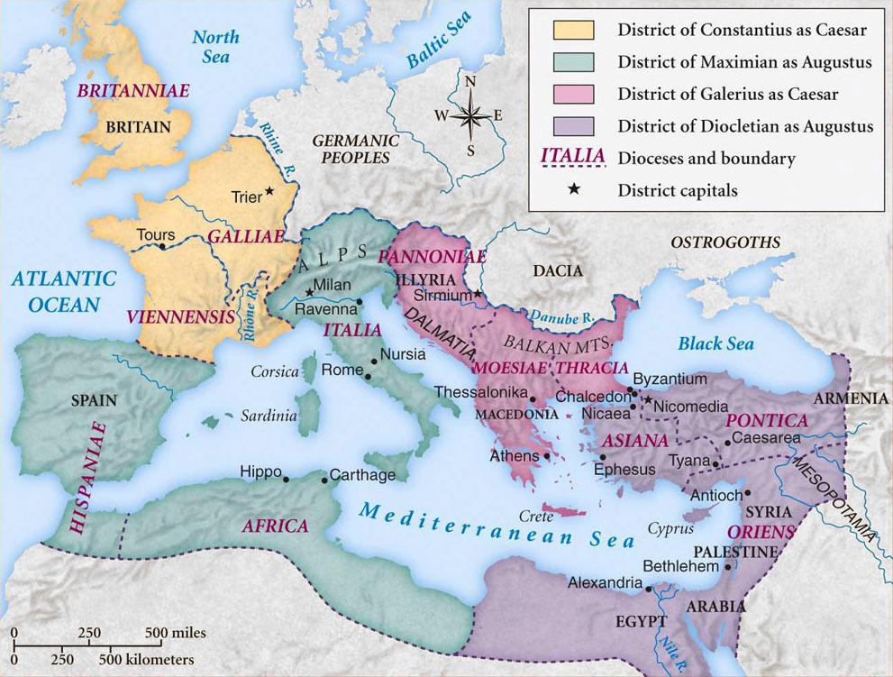 Ustanowiony w 293 r. przez cesarza Dioklecjana, dobrowolnie podzielił swoją władzę i wyznaczył współcesarzy, którzy rządzili z n