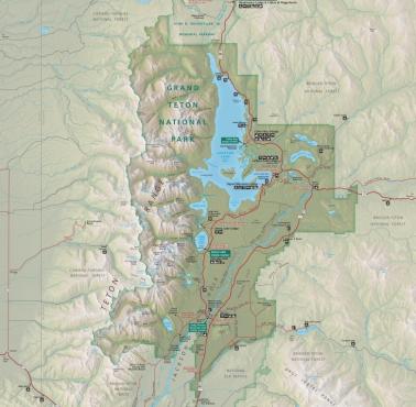 Atrakcje i mapa Parku Narodowego Grand Teton w USA