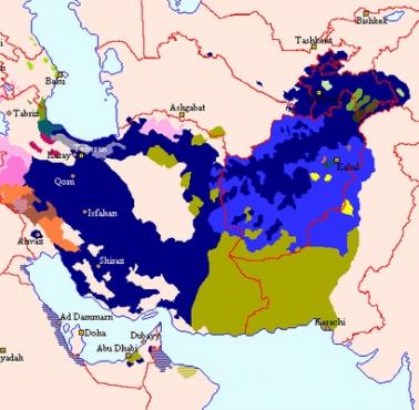 Zasięg języka perskiego (obecny Iran)