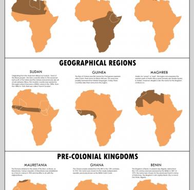 Mapa przedstawiająca zmieniające się nazwy miejsc w Afryce