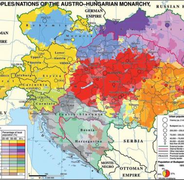 Mapa etniczna Austro-Węgier z 1910 roku