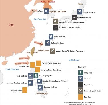 Bazy wojskowe USA wokół Chin na zachodnim Pacyfiku, 2023