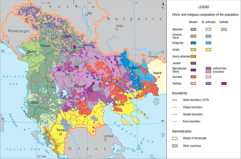 Mapa etniczna Bałkanów w 1900 r.