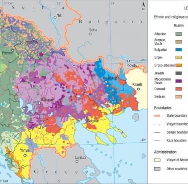 Mapa etniczna Bałkanów w 1900 r.