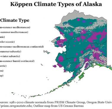 Strefy klimatyczne Alaski według Köppena