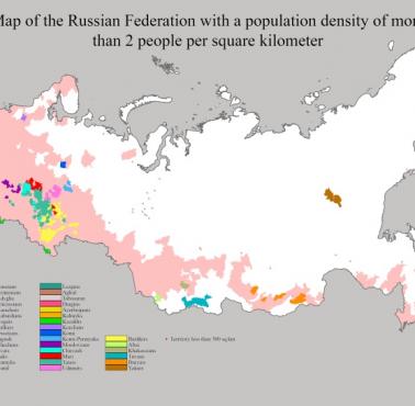 Mapa etniczna Rosji, spis powszechny z 2010