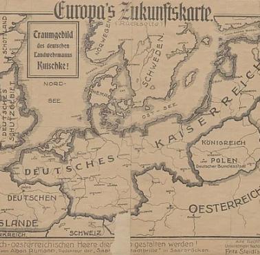 Niemiecka mapa propagandowa z 1915 roku - cele w przypadku zwycięstwa podczas I wojny