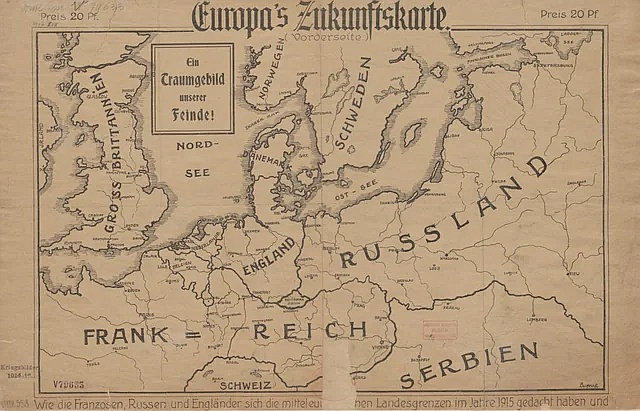 Niemiecka mapa propagandowa z 1915 roku - w przypadku porażki podczas I wojny