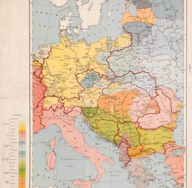 Mapa etnograficzna Europy Środkowej i Południowo-Wschodniej z 1916 roku.