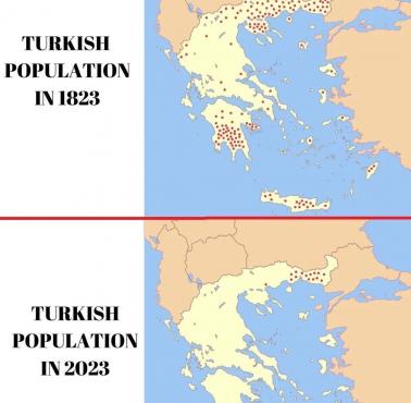 Populacja turecka w Grecji 1823 vs 2023