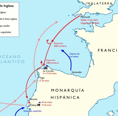 Trasa angielskiej armady przeciwko Hiszpanii w 1589 r.