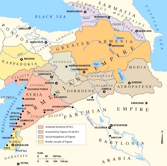 Królestwo Armenii osiągnęło swój największy zasięg około 100 r. p.n.e.