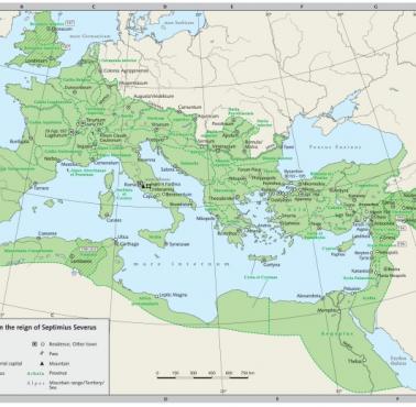 Mapa Rzymu za panowania Septymiusza Sewera. Autor Eckhart Olshausen