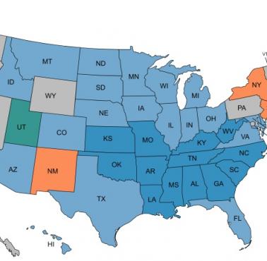 Dominująca religia w poszczególnych stanach USA, 2022/2023