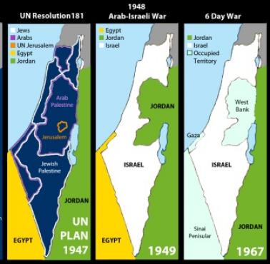 Zmiana granic Izraela i Palestyny w latach 1888-2023