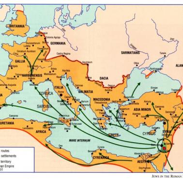 Diaspora żydowska w starożytnym Rzymie, 300 r n.e., kierunki przemieszczeń ludności