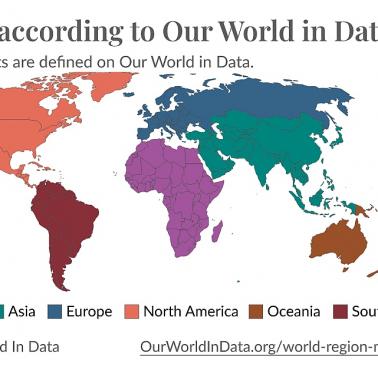 Kontynenty wg. Our world in data