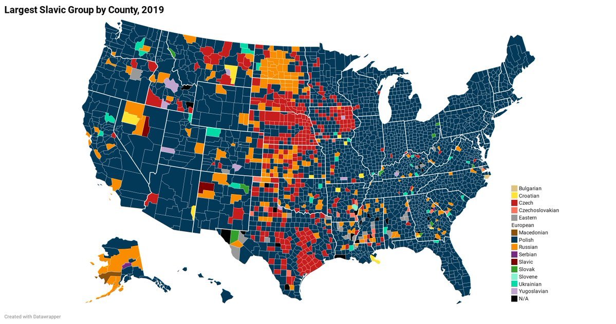 Słowiańskie pochodzenie obywateli USA, 2019