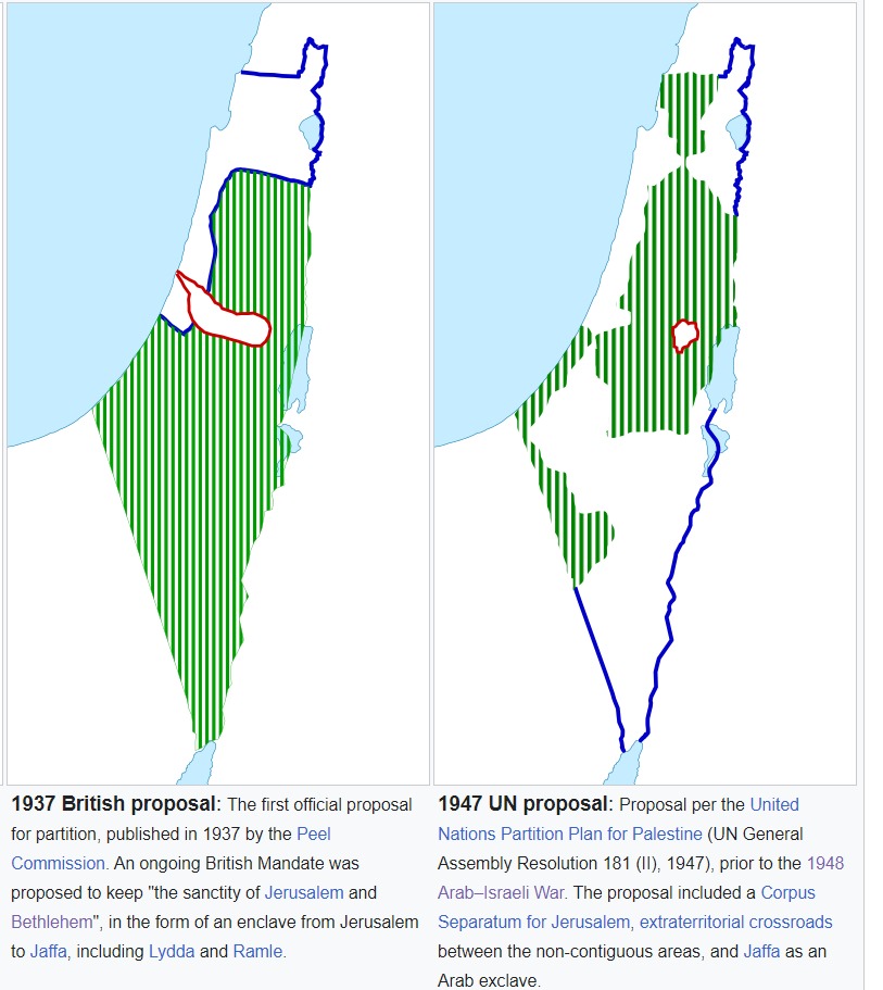 Brytyjskie i ONZ-owskie propozycje podziału Palestyny w 1937 roku i 1947 (ONZ)