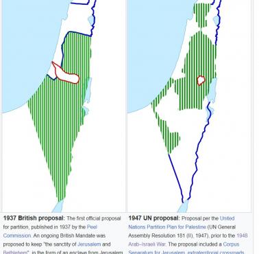 Brytyjskie i ONZ-owskie propozycje podziału Palestyny w 1937 roku i 1947 (ONZ)