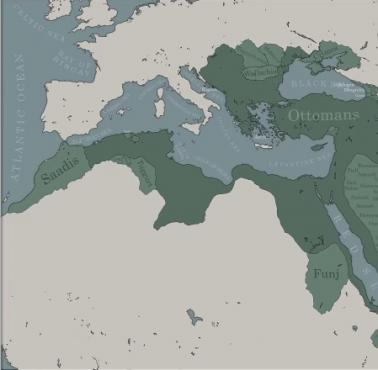 Mapa imperium osmańskiego w 1576 r. pod rządami Murada III