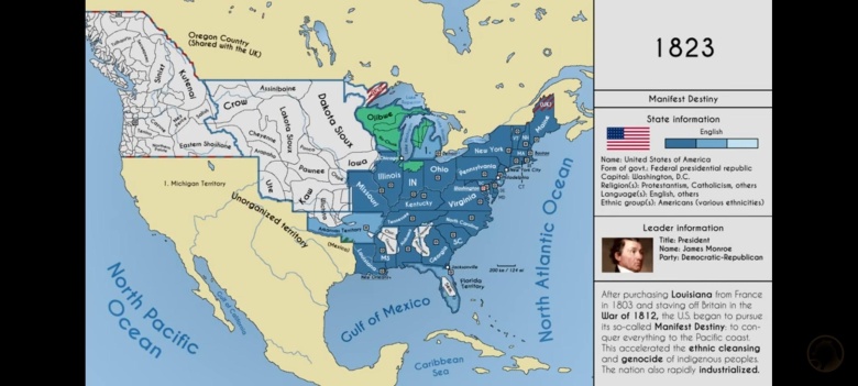 Mapa USA w 1823 r.