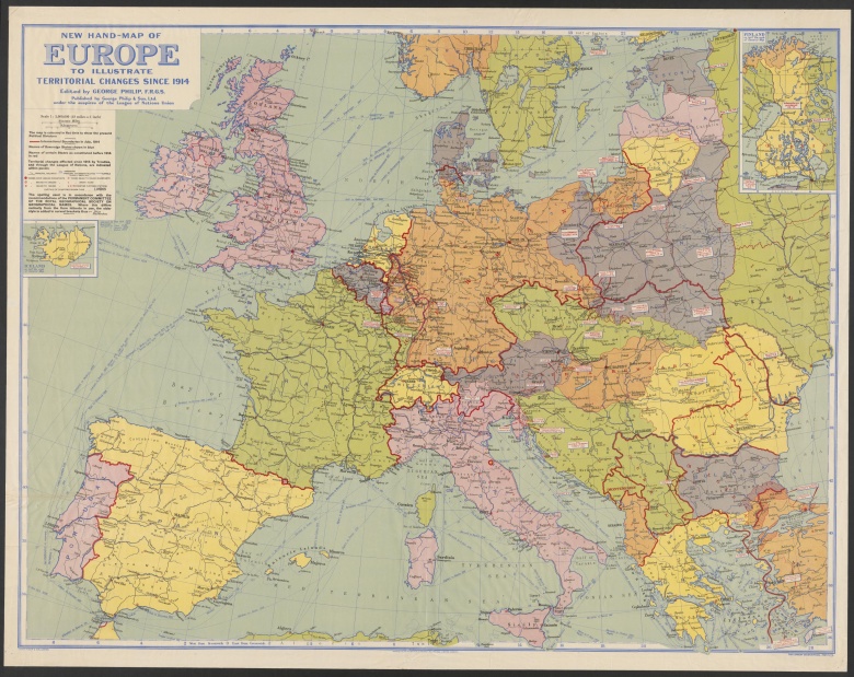 Mapa zmian terytorialnym po I wojnie światowej, mapa z 1924 roku
