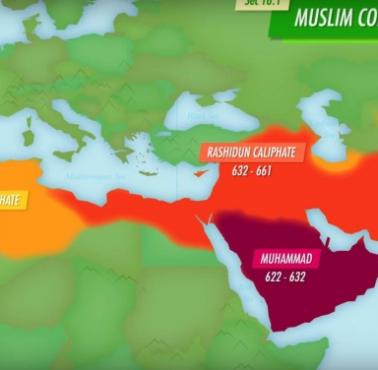 Wczesne podboje islamskie pod rządami Mahometa (622-632), kalifów Rashidun (632-661), kalifów Umajjadów (661-750)