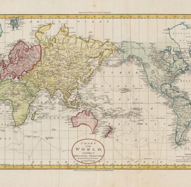 Mapa świata kapitana Jamesa Cooka z 1801 roku