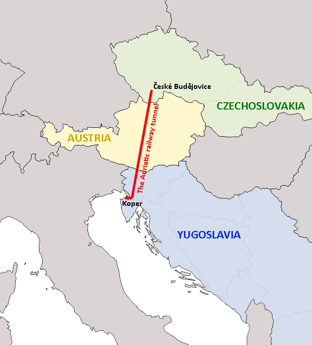 Czechosłowacki projekt tunelu z końca lat 70., który miał połączenie Czechy z Morzem Adriatyckim