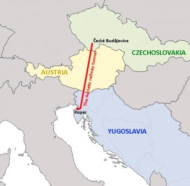 Czechosłowacki projekt tunelu z końca lat 70., który miał połączenie Czechy z Morzem Adriatyckim