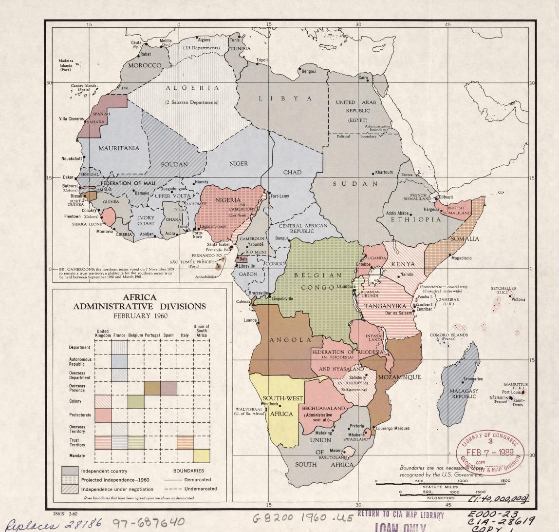 Mapa polityczna Afryki w 1860 roku