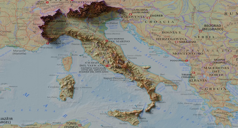 Reliefowa mapa Włoch
