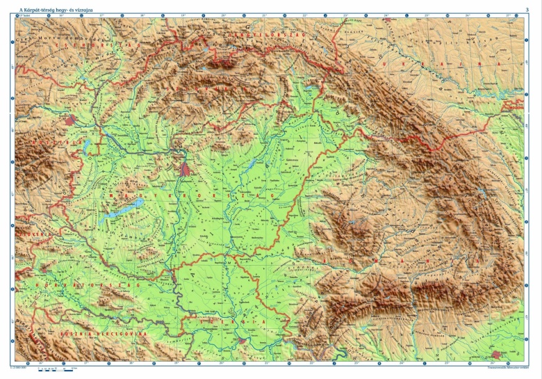 Mapa reliefowa Kotliny Panońskiej (Węgry ...)