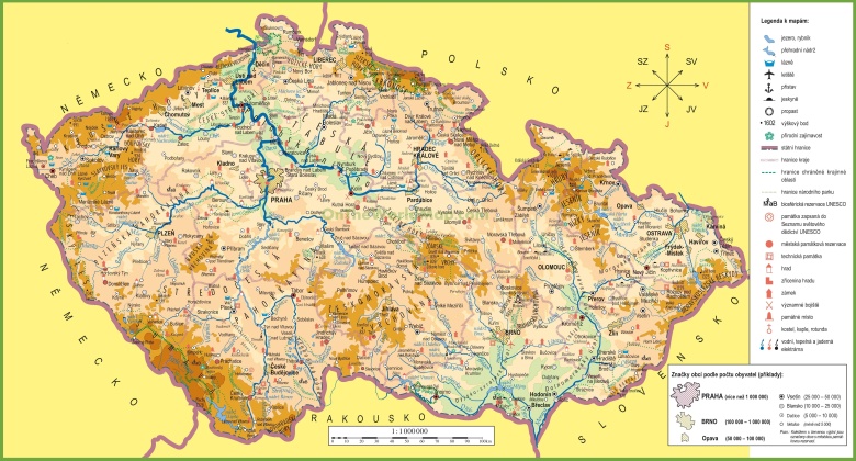 Mapa turystyczna Czech