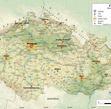 Mapa geograficzna Czech