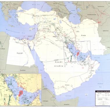 Mapa zasobów ropy i gazu na Bliskim Wschodzie, CIA, 2007