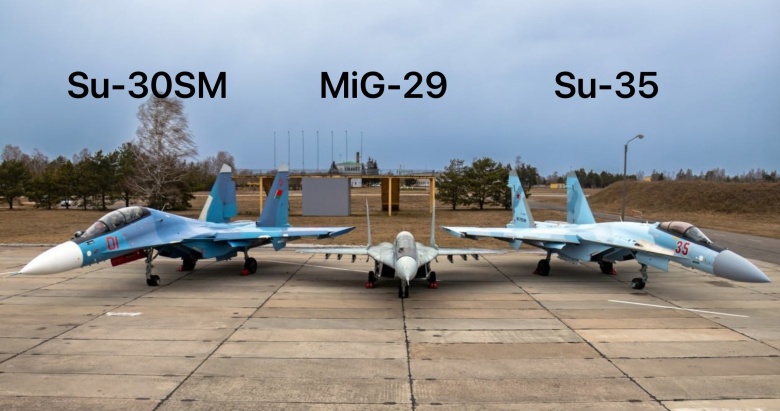 Su-35, Su-30SM i myśliwiec Mig-29