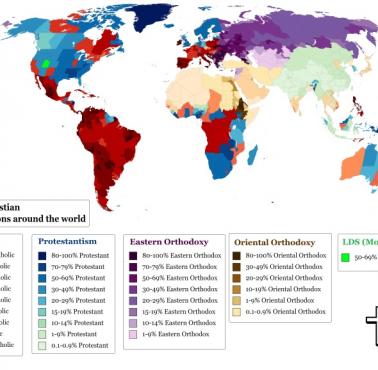 Chrześcijaństwo (katolicy, protestanci, mormoni ..) na świecie