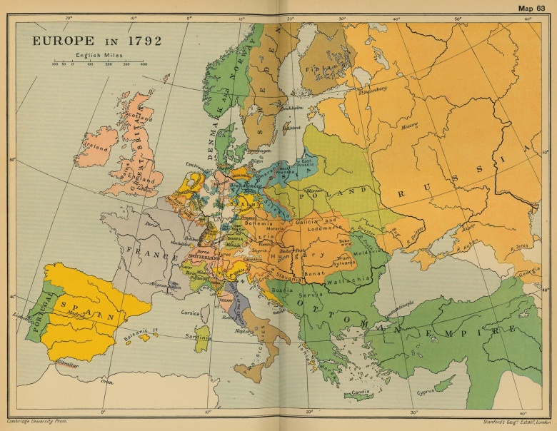 Mapa Europy w 1792 roku