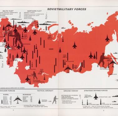 Mapa radzieckich sił zbrojnych z wydania Soviet Military Power z 1986 r.