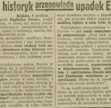 Koniec Europy, "Ilustrowany Kurier Codzienny", 9 grudnia 1923