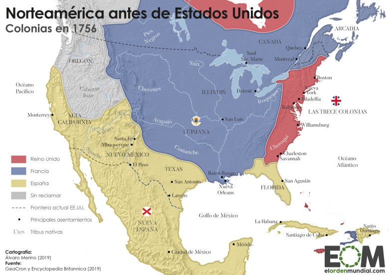 Ameryka Północna przed powstaniem USA, 1756