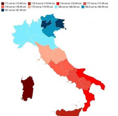 Rozkład średniego wzrostu mężczyzn we Włoszech
