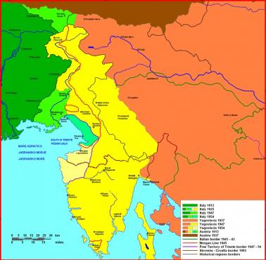 Zmiany granic na półwyspie Istria w latach 1913-1993