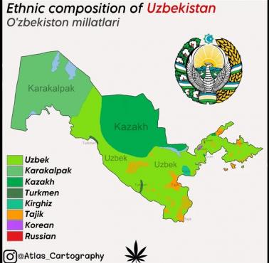 Mapa etniczna (narodowości) Uzbekistanu