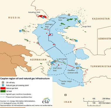 Pola gazu ziemnego i ropy naftowej na Morzu Kaspijskim