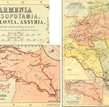 Mapa Armenii, Asyrii, Mezopotamii i Babilonii, rok wydania i stan z 1897