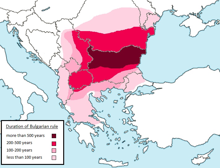 Ekspansja terytorialna i czas trwania kontroli nad danymi obszarami Bułgarii
