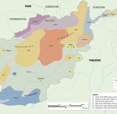 Mapa wydarzeń w Demokratycznej Republice Afganistanu w latach 1978-1979
